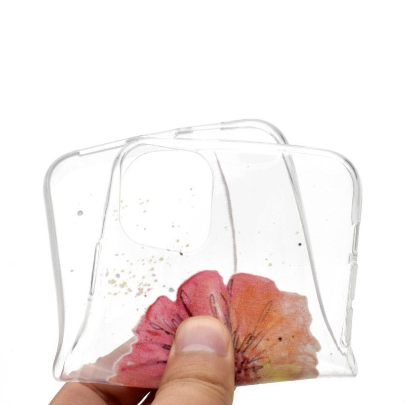Hülle iPhone 11 Pro Max Handyhülle Transparente Aquarellmohnblume