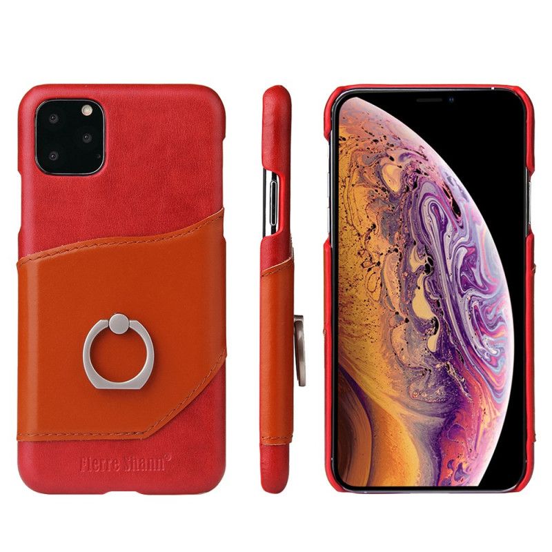 Hülle iPhone 11 Pro Max Rot Feuriger Shann-Kartenhalter Und Stützring