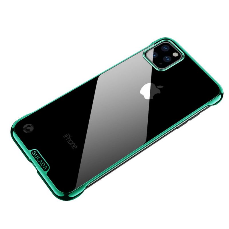 Hülle iPhone 11 Pro Max Rot Transparenter Sulada- Und Metalleffekt