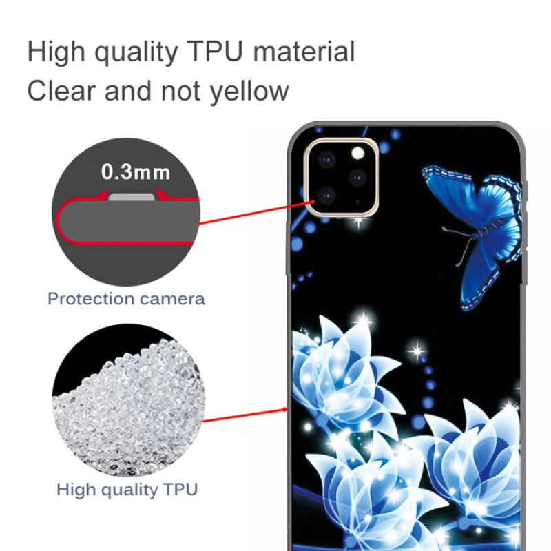 Hülle iPhone 11 Pro Max Schmetterling Und Blaue Seerosen