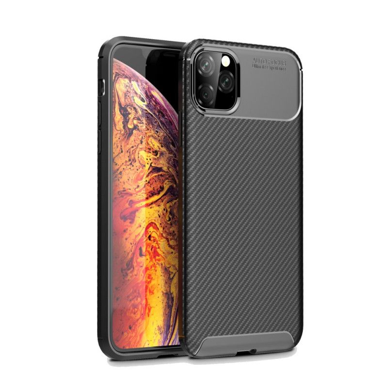 Hülle iPhone 11 Pro Max Schwarz Flexible Kohlefasertextur