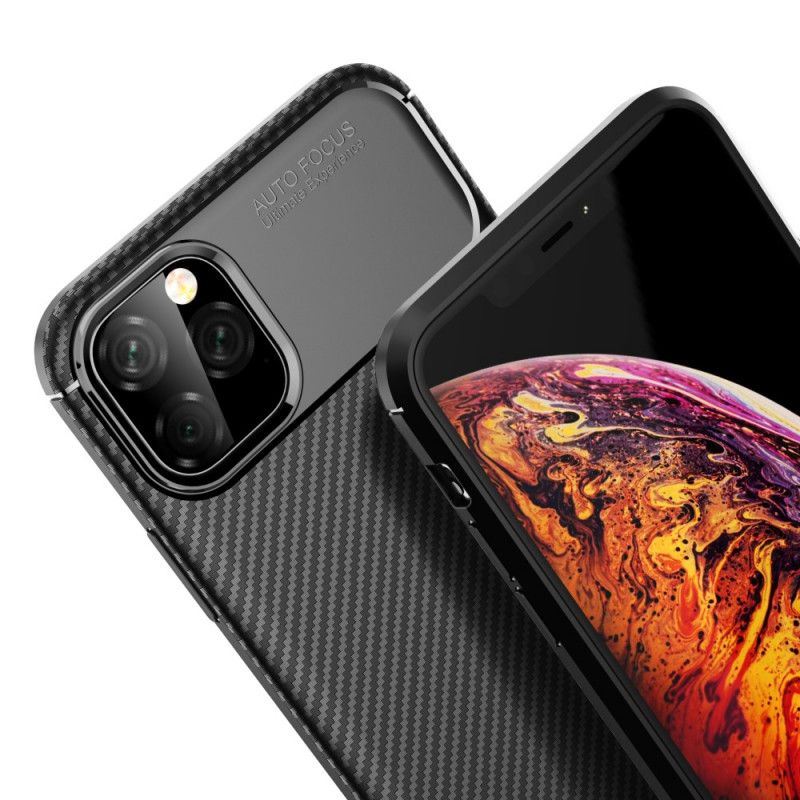 Hülle iPhone 11 Pro Max Schwarz Flexible Kohlefasertextur