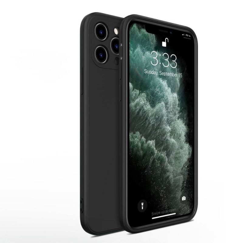 Hülle iPhone 11 Pro Max Schwarz Flüssiges Silikon Auf X-Ebene