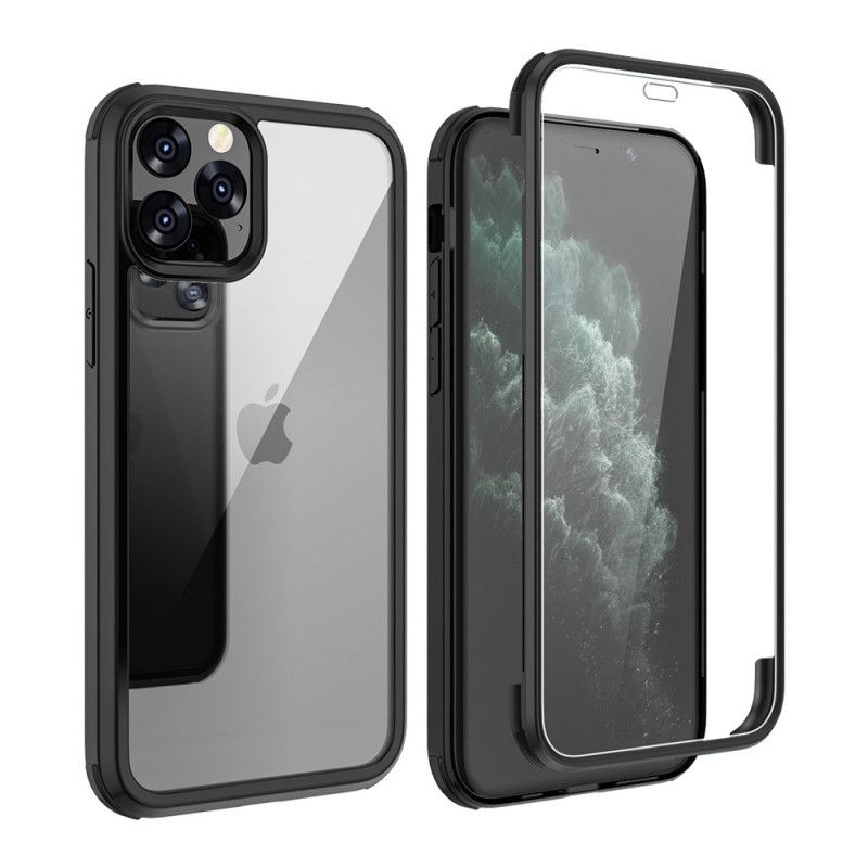 Hülle iPhone 11 Pro Max Schwarz Gehärtetes Glas Vorne Und Hinten