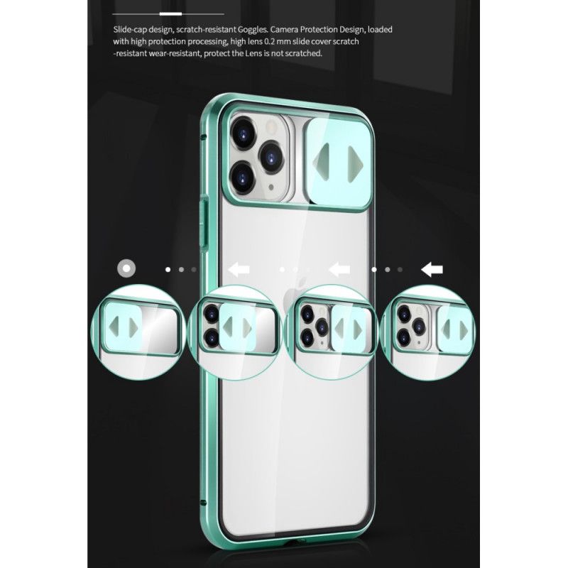 Hülle iPhone 11 Pro Max Schwarz Gehärtetes Spiegelglas Und Linsenabdeckung