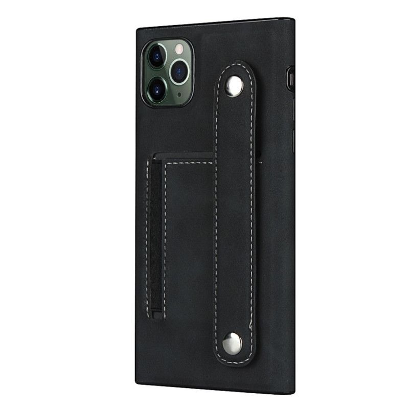 Hülle iPhone 11 Pro Max Schwarz Kartenhalter Und Gurt