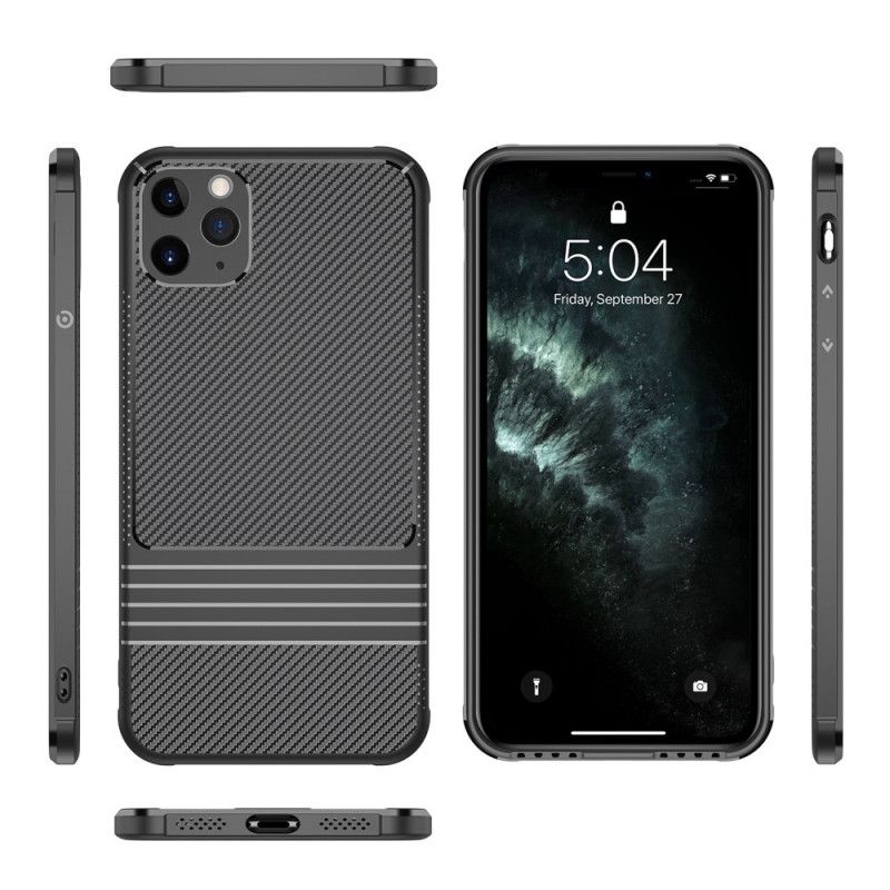 Hülle iPhone 11 Pro Max Schwarz Leeu-Kohlefaser