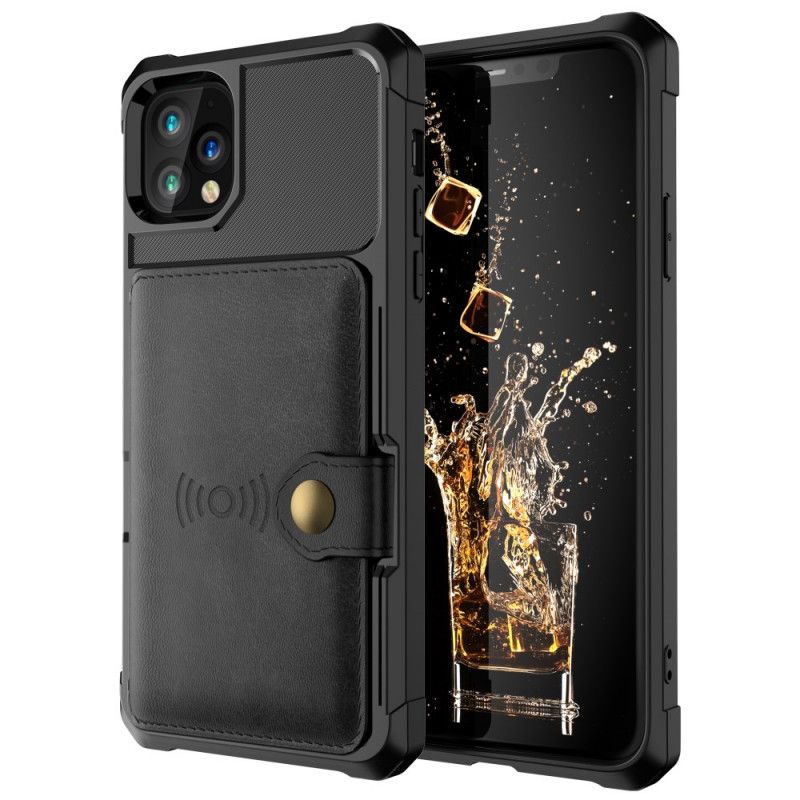 Hülle iPhone 11 Pro Max Schwarz Multifunktionaler Kartenhalter