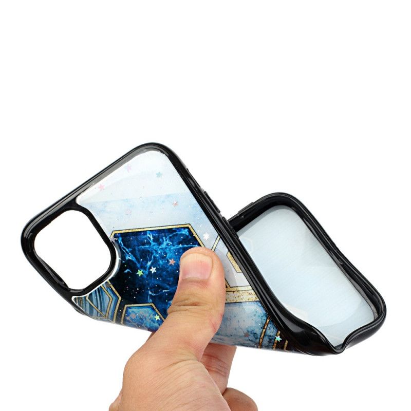 Hülle iPhone 11 Pro Max Schwarz Silikon- Und Epoxidmarmor