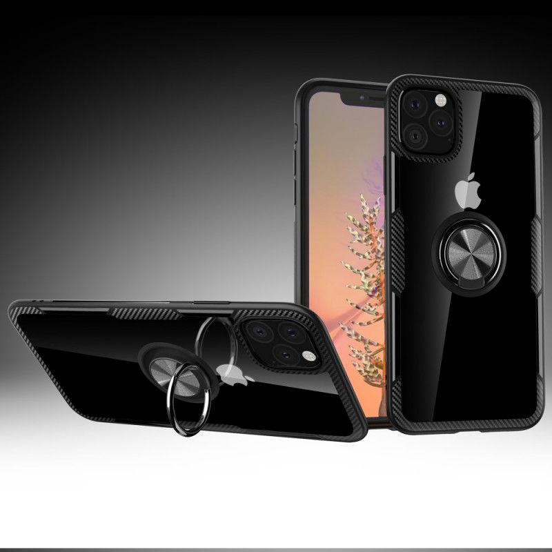 Hülle iPhone 11 Pro Max Schwarz Stützring Mit Metalleffektkanten