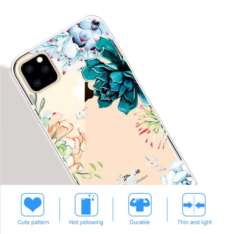 Hülle iPhone 11 Pro Max Transparente Aquarellblumen