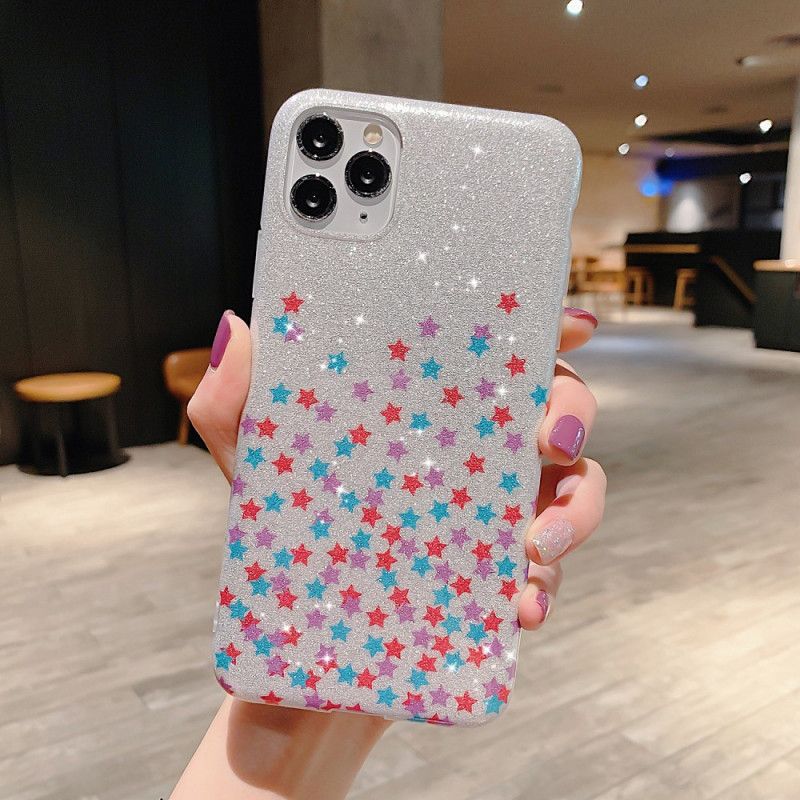 Hülle iPhone 11 Pro Max Weiß Sternglitter