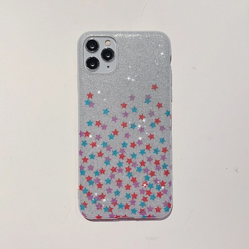 Hülle iPhone 11 Pro Max Weiß Sternglitter