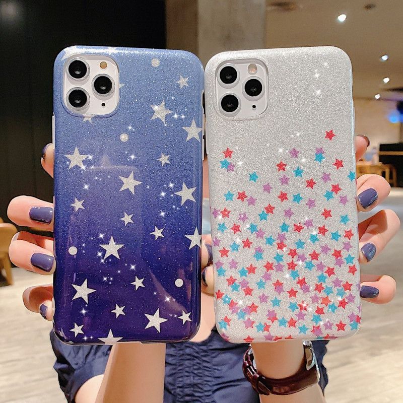 Hülle iPhone 11 Pro Max Weiß Sternglitter