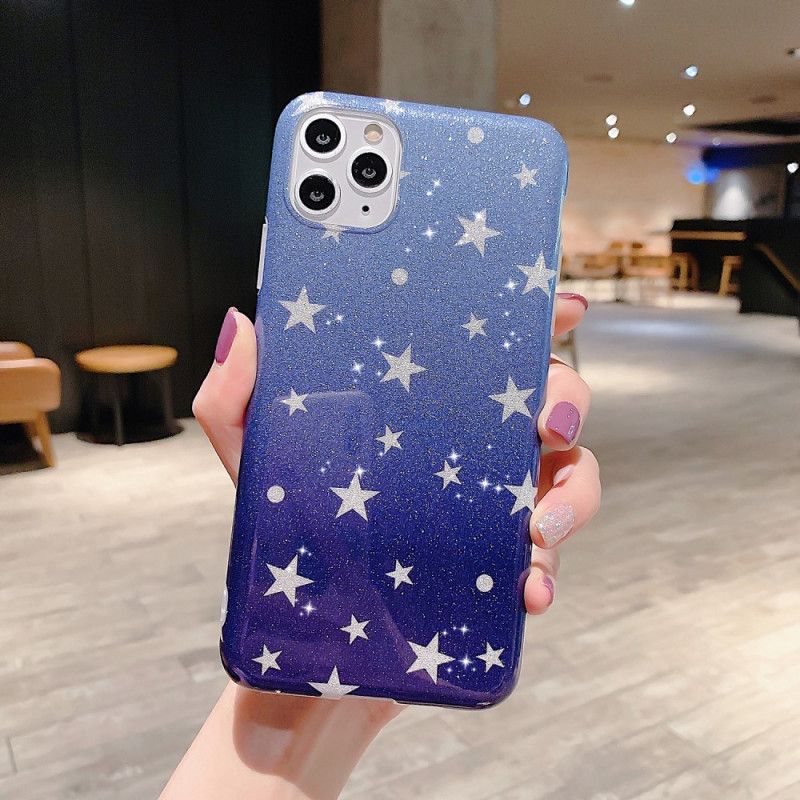 Hülle iPhone 11 Pro Max Weiß Sternglitter