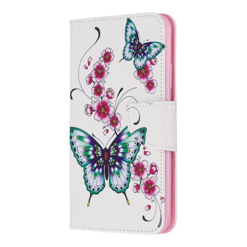 Lederhüllen Für iPhone 11 Pro Max Dunkelblau Erstaunliche Schmetterlinge