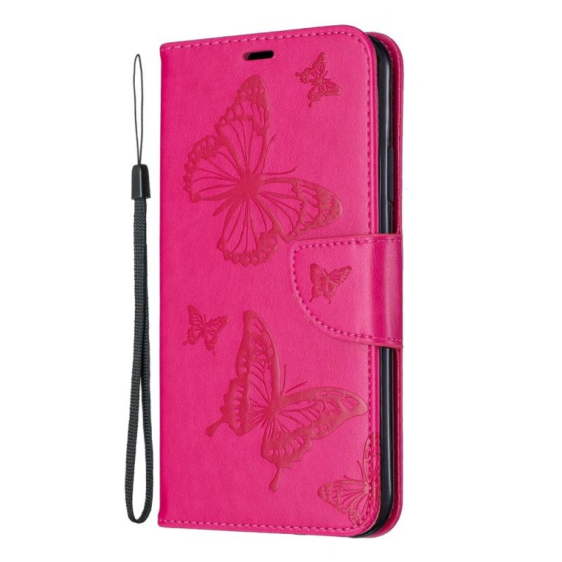 Lederhüllen Für iPhone 11 Pro Max Grau Bedruckte Schmetterlinge Mit Tanga