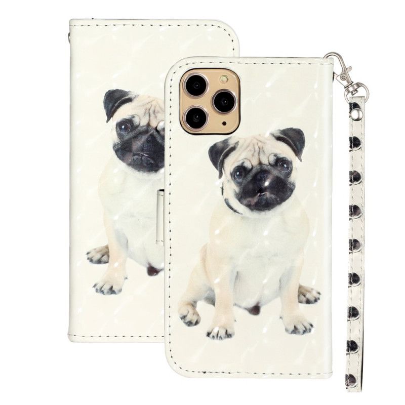 Lederhüllen Für iPhone 11 Pro Max Lichtpunkte Des Hundes Mit Riemen