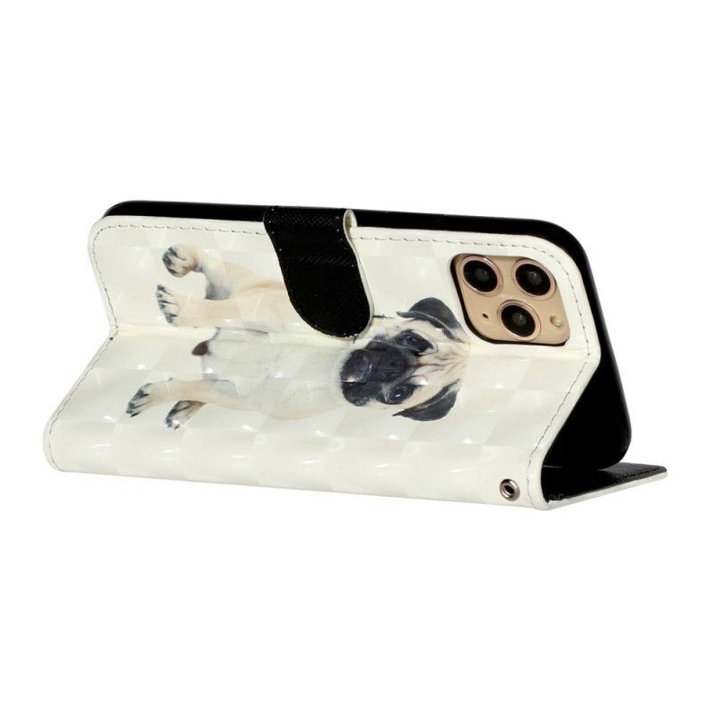 Lederhüllen Für iPhone 11 Pro Max Lichtpunkte Des Hundes Mit Riemen