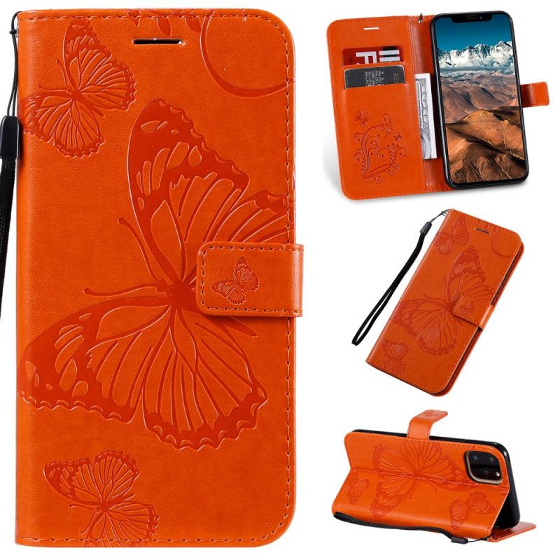 Lederhüllen iPhone 11 Pro Max Orange Riesige Tanga-Schmetterlinge