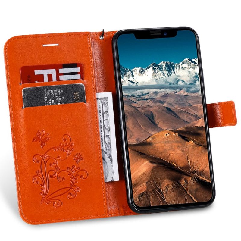 Lederhüllen iPhone 11 Pro Max Orange Riesige Tanga-Schmetterlinge