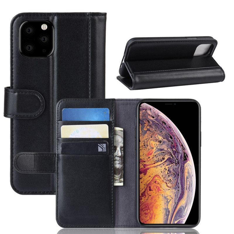 Lederhüllen iPhone 11 Pro Max Schwarz Echtes Leder