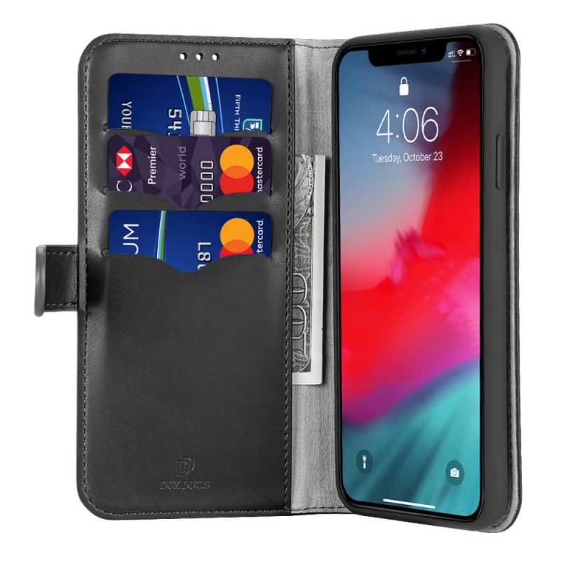 Lederhüllen iPhone 11 Pro Max Schwarz Handyhülle Kado Series Dux Ducis