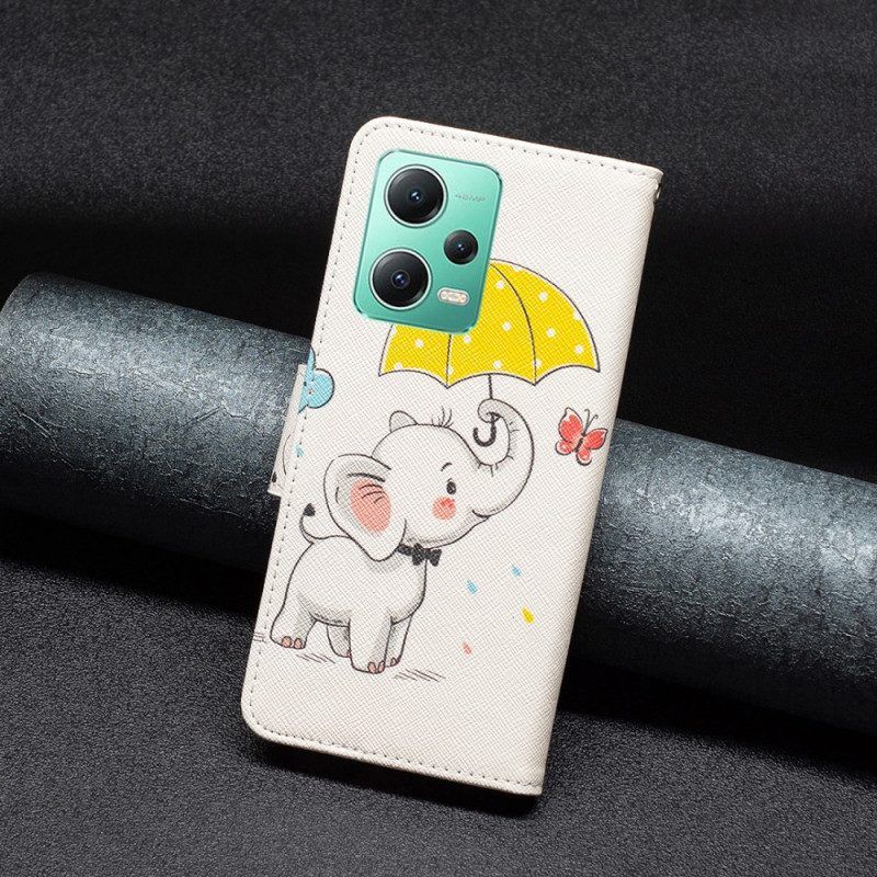Flip Case Für Xiaomi Redmi Note 12 5G Elefant Im Regen
