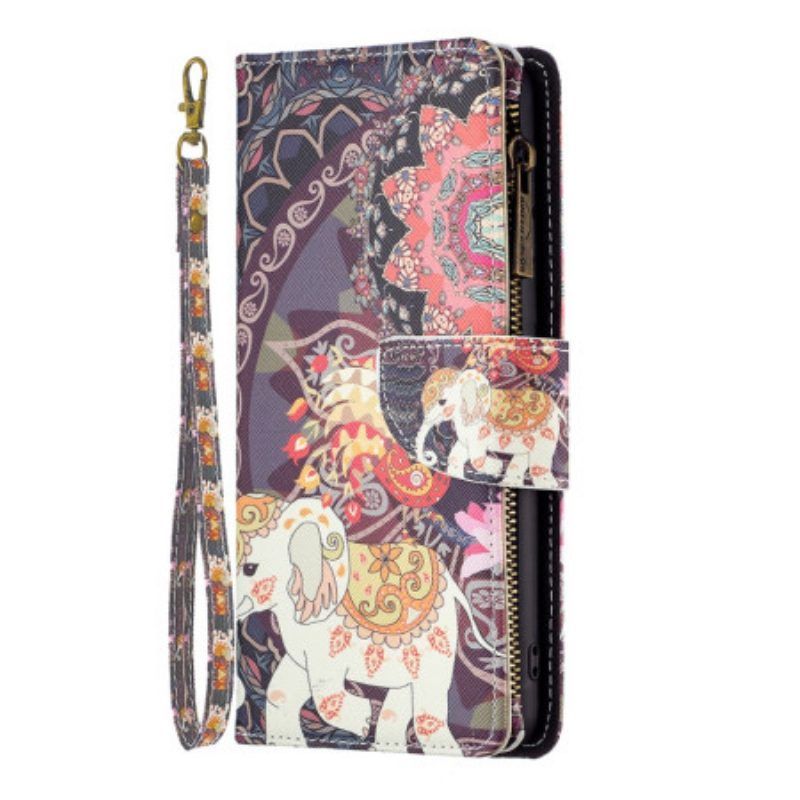 Flip Case Für Xiaomi Redmi Note 12 5G Elefanten-reißverschlusstasche