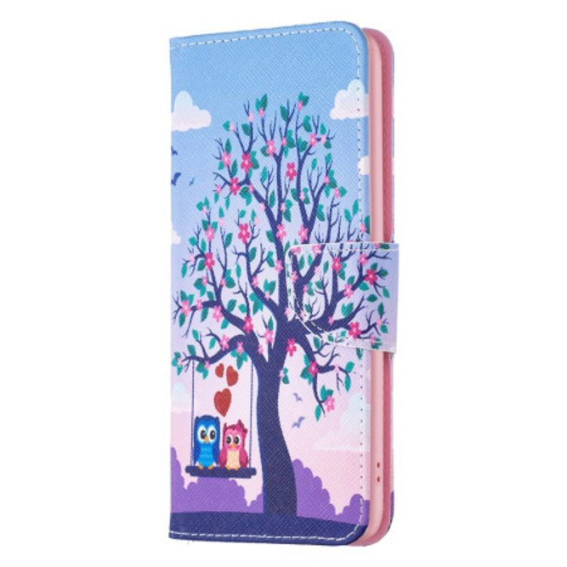 Flip Case Für Xiaomi Redmi Note 12 5G Eulen Auf Der Schaukel