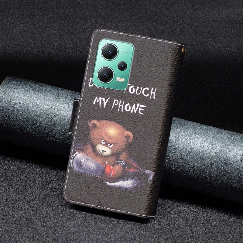 Flip Case Für Xiaomi Redmi Note 12 5G Gefährliche Bären-geldbörse
