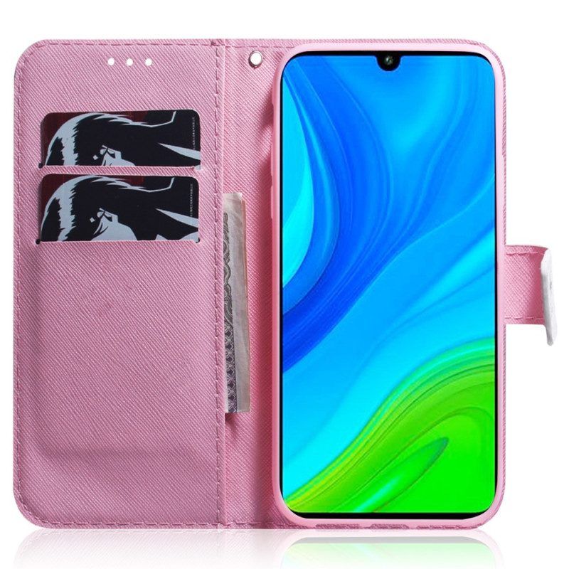 Flip Case Für Xiaomi Redmi Note 12 5G Mit Kordel Alte Riemenblume