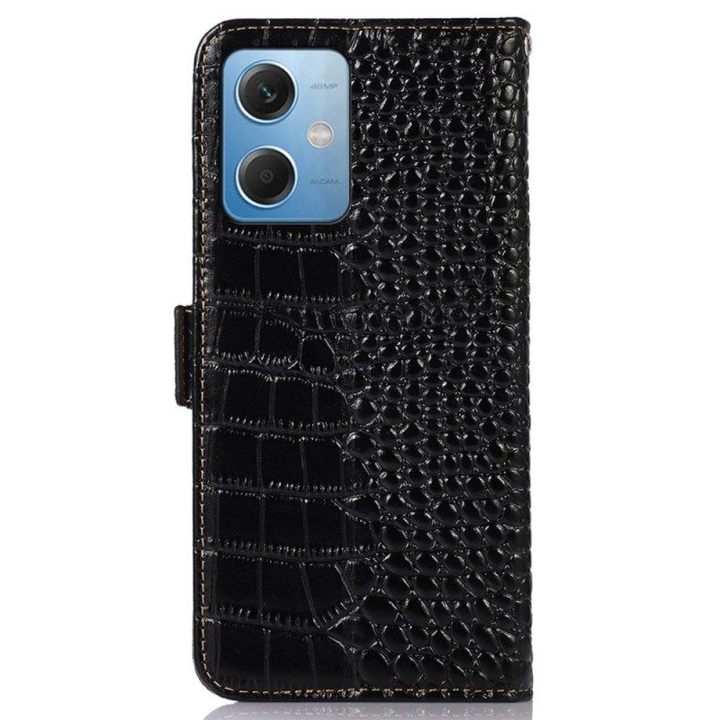 Flip Case Für Xiaomi Redmi Note 12 5G Rfid Im Krokodil-stil