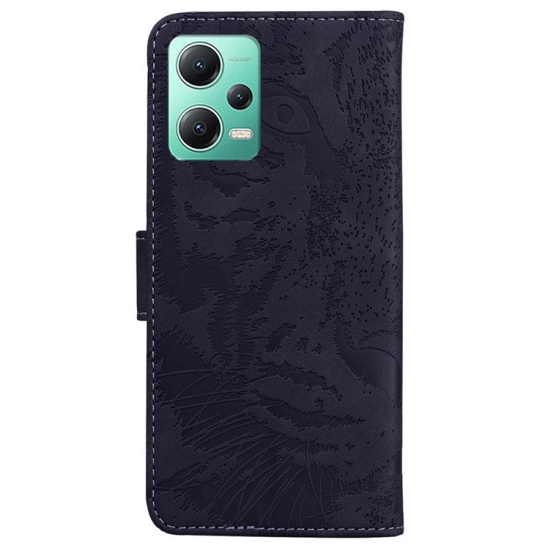 Flip Case Für Xiaomi Redmi Note 12 5G Tiger-fußabdruck