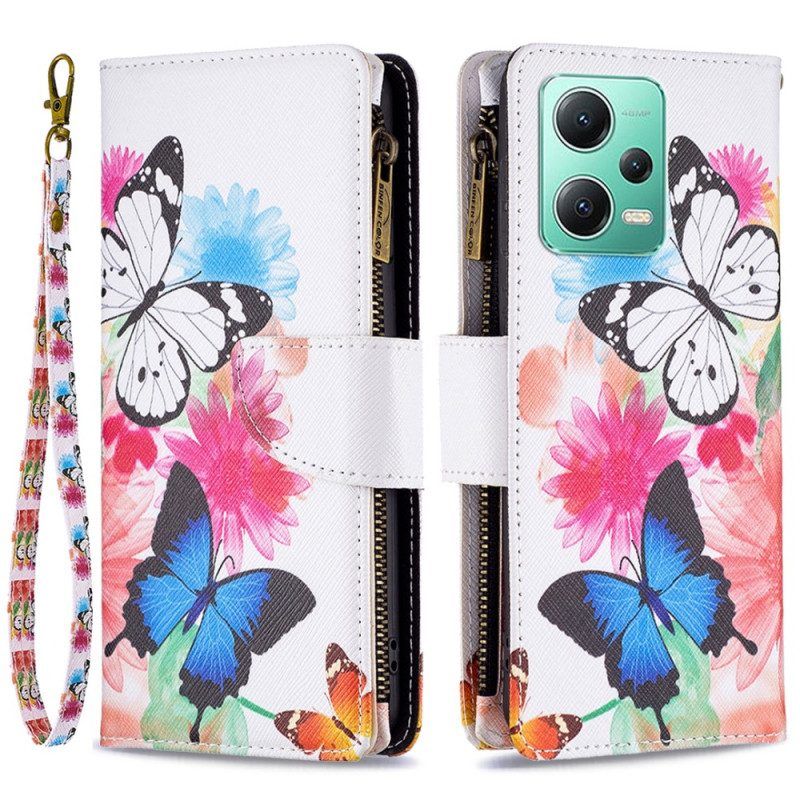 Lederhüllen Für Xiaomi Redmi Note 12 5G Geldbörse Mit Schmetterlingen