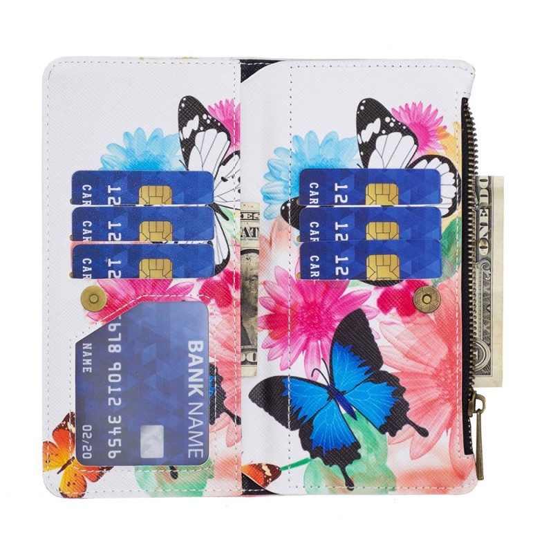 Lederhüllen Für Xiaomi Redmi Note 12 5G Geldbörse Mit Schmetterlingen