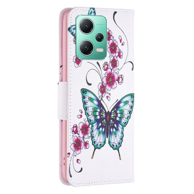 Lederhüllen Für Xiaomi Redmi Note 12 5G Schmetterlinge