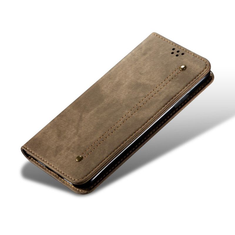 Flip Case Xiaomi Redmi Note 8 Kaffee Jeansstoff