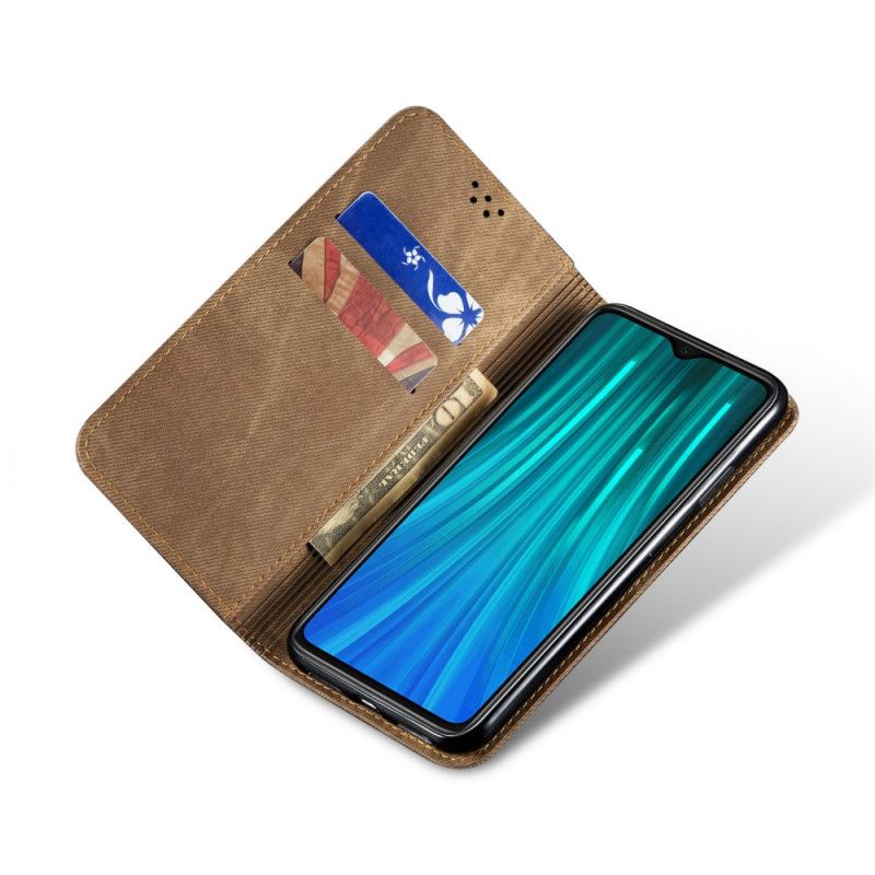 Flip Case Xiaomi Redmi Note 8 Kaffee Jeansstoff