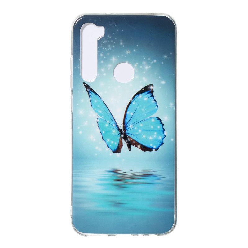 Hülle Xiaomi Redmi Note 8 Fluoreszierender Blauer Schmetterling