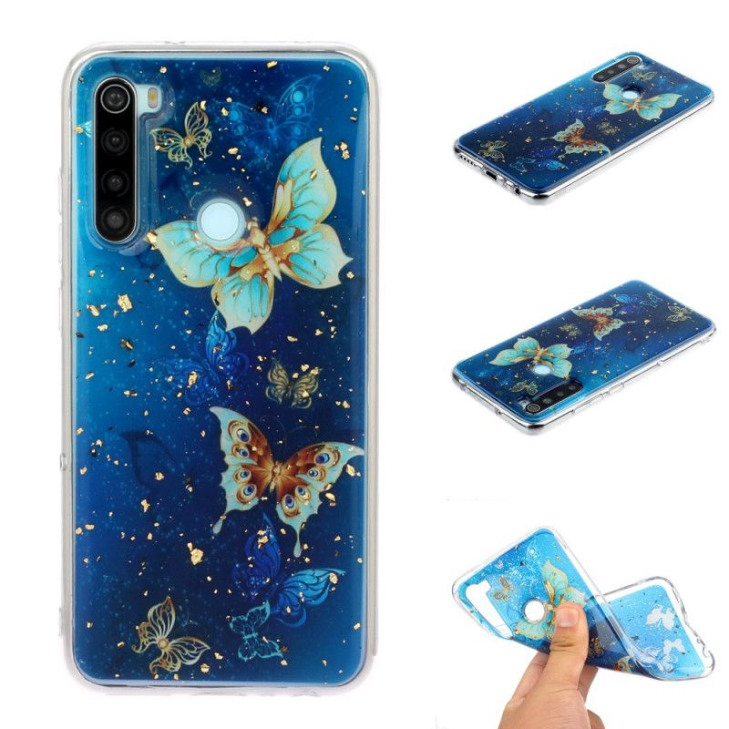 Hülle Xiaomi Redmi Note 8 Handyhülle Schmetterlinge Und Glitzer