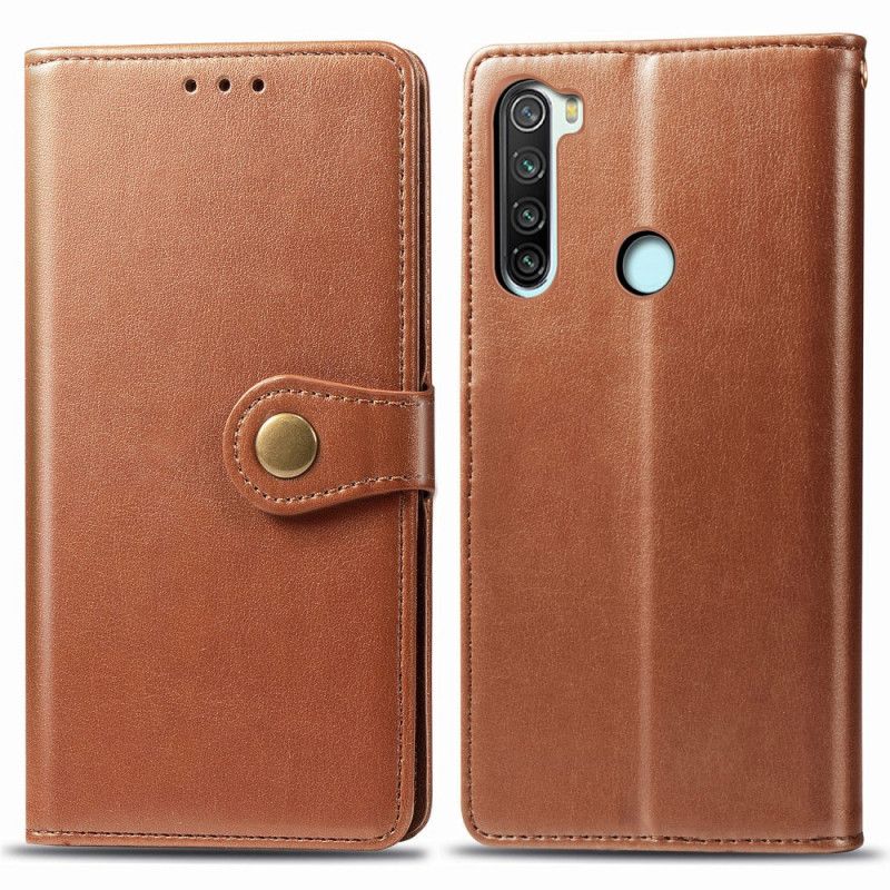 Lederhüllen Für Xiaomi Redmi Note 8 Schwarz Kunstleder Und Vintage-Verschluss