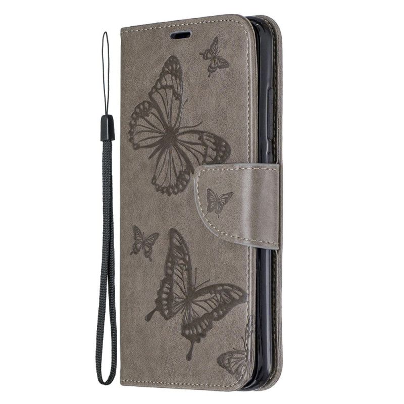 Lederhüllen Xiaomi Redmi Note 8 Cyan Bedruckte Schmetterlinge Mit Tanga