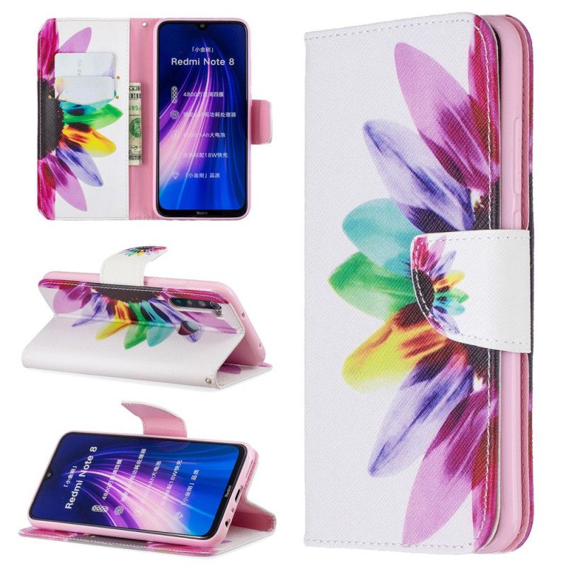 Lederhüllen Xiaomi Redmi Note 8 Handyhülle Aquarellblume