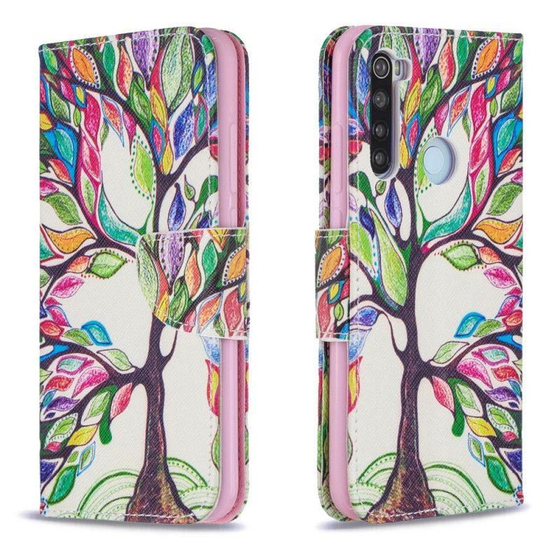 Lederhüllen Xiaomi Redmi Note 8 Handyhülle Farbiger Baum