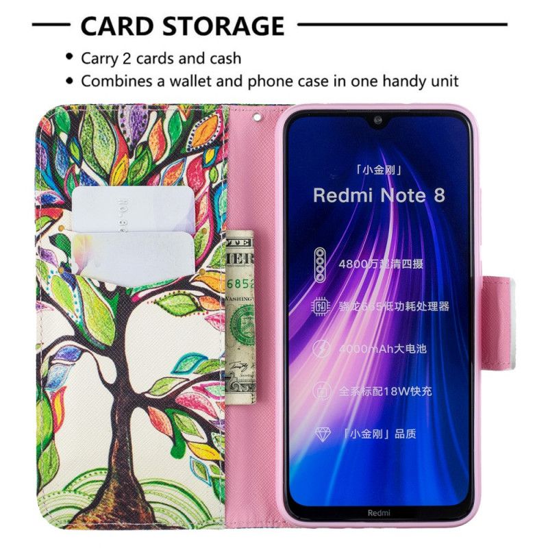 Lederhüllen Xiaomi Redmi Note 8 Handyhülle Farbiger Baum