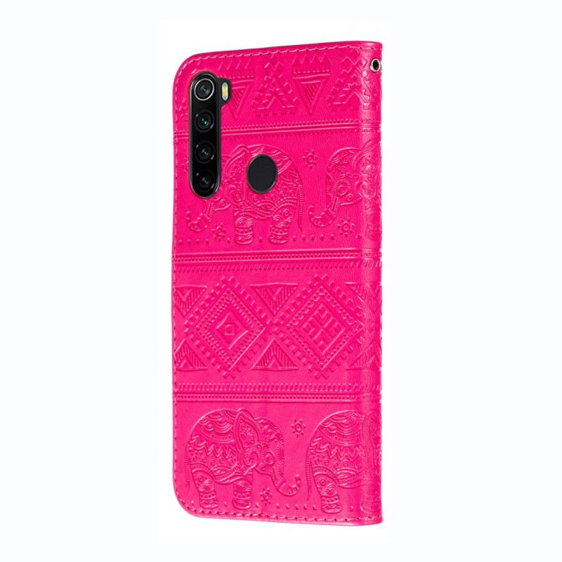 Lederhüllen Xiaomi Redmi Note 8 Magenta Handyhülle Stammeselefanten Aus Kunstleder