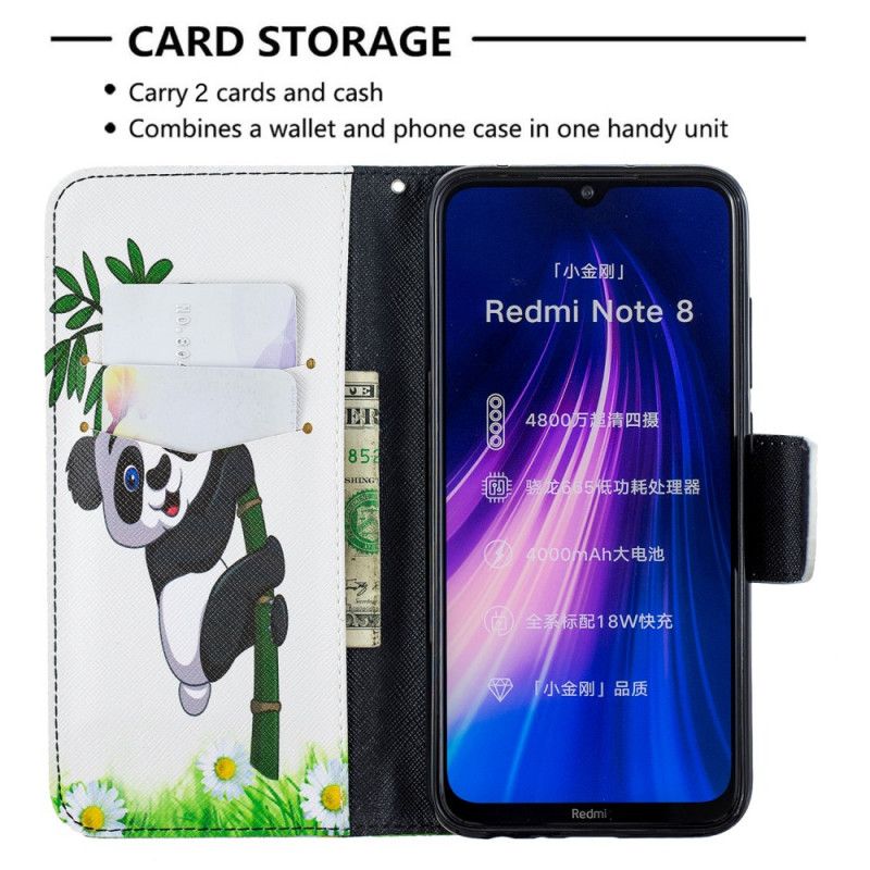 Lederhüllen Xiaomi Redmi Note 8 Panda Auf Bambus
