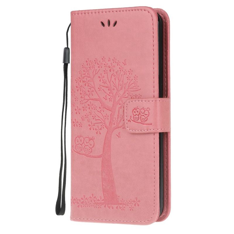 Lederhüllen Xiaomi Redmi Note 8 Pink Baum- Und Tanga-Eulen