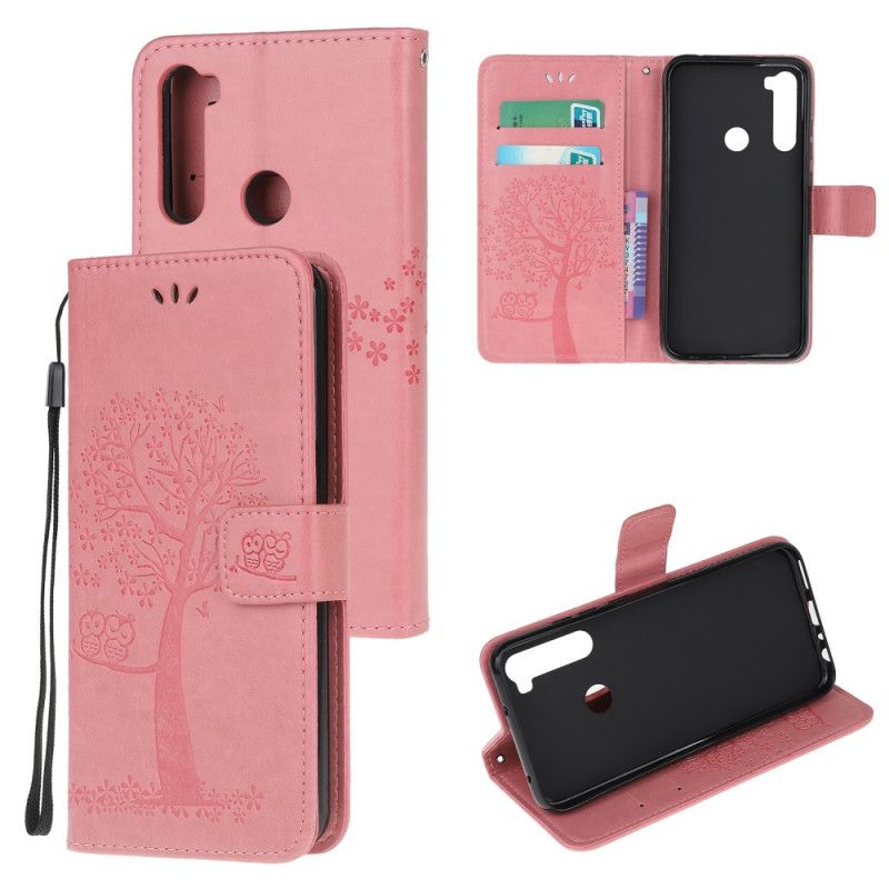 Lederhüllen Xiaomi Redmi Note 8 Pink Baum- Und Tanga-Eulen